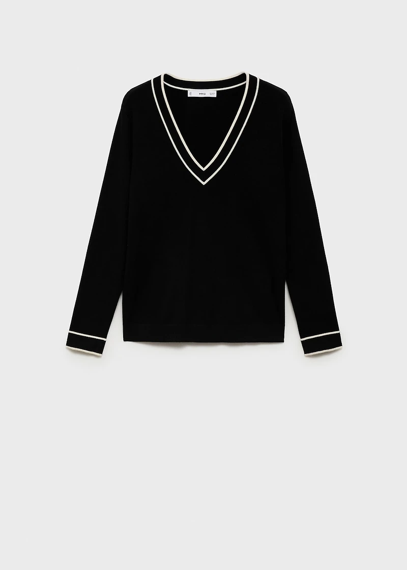 Contrasting V-neck sweater
