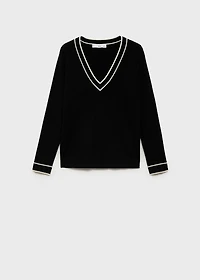 Contrasting V-neck sweater