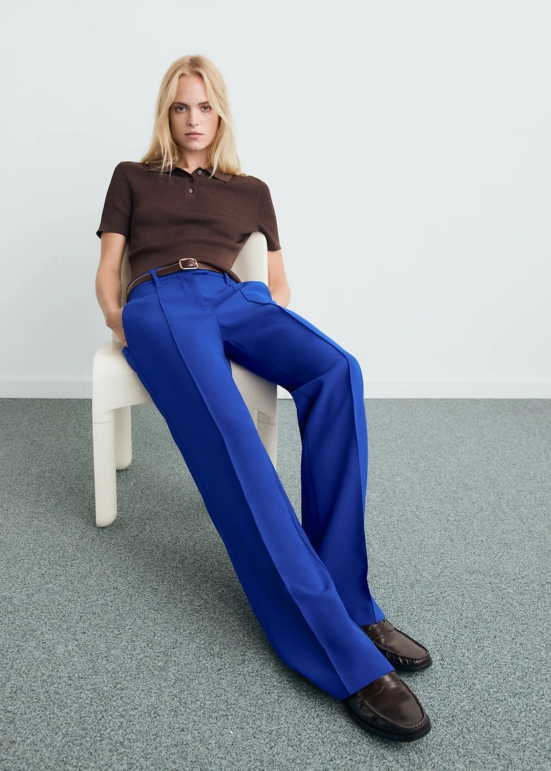 Straight mid-rise pants