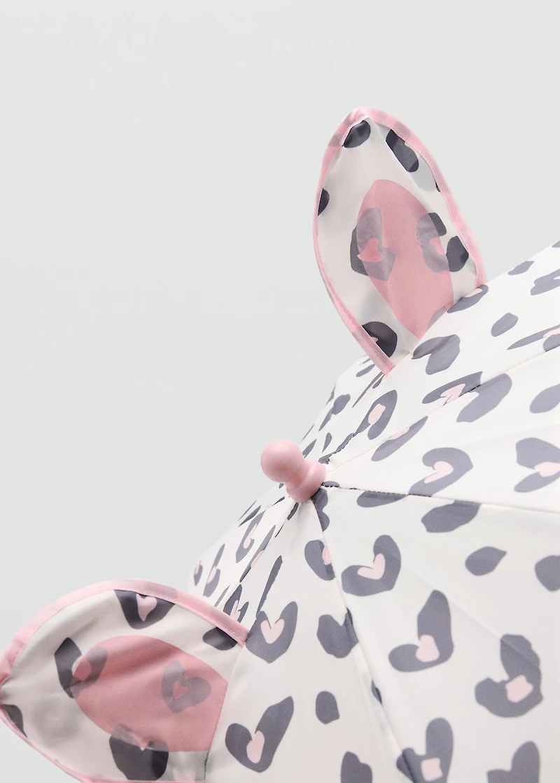 Leopard-print umbrella with ears