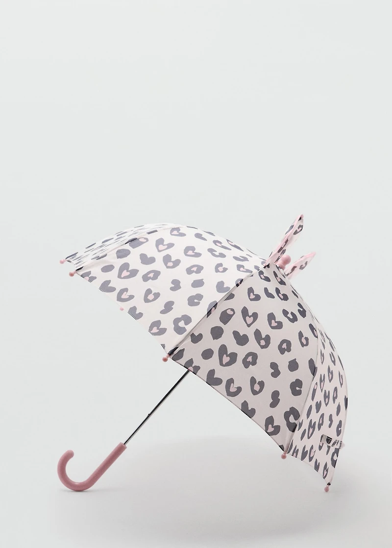 Leopard-print umbrella with ears