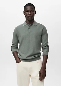 Micro-structured cotton polo shirt