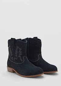Embroidered leather ankle boot