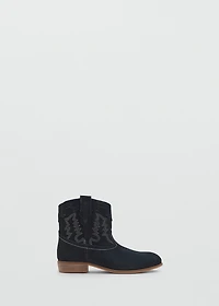 Embroidered leather ankle boot