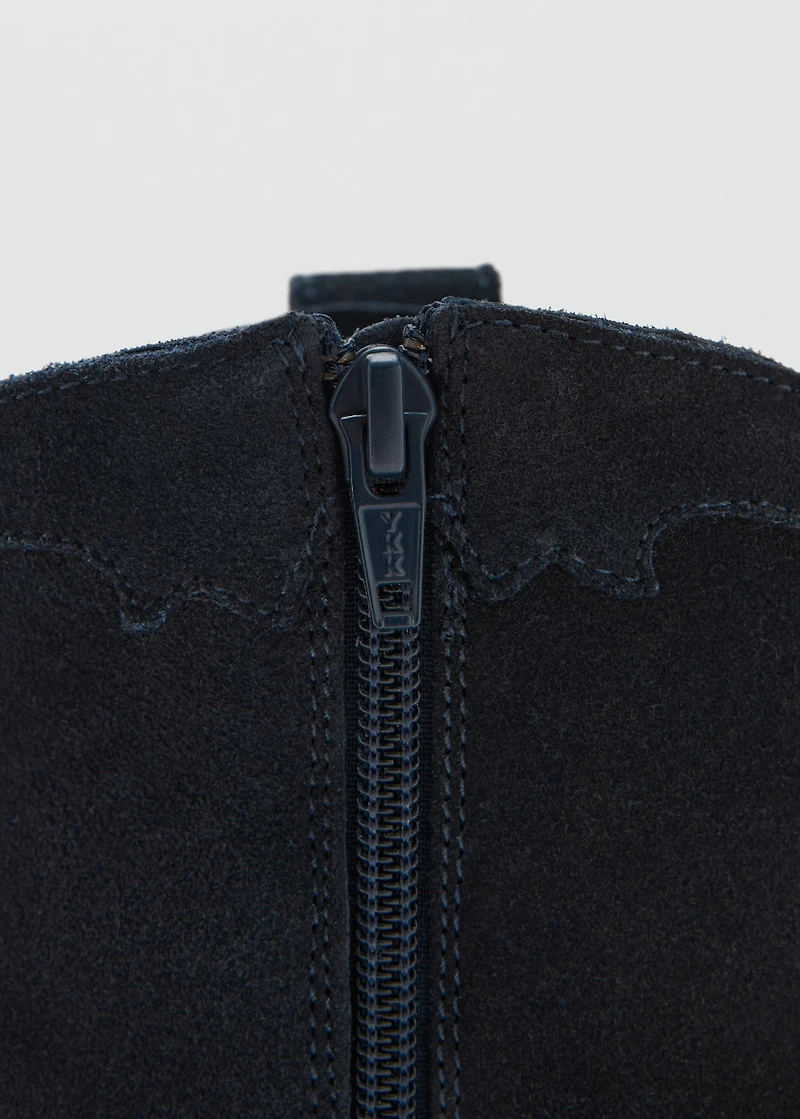 Embroidered leather ankle boot