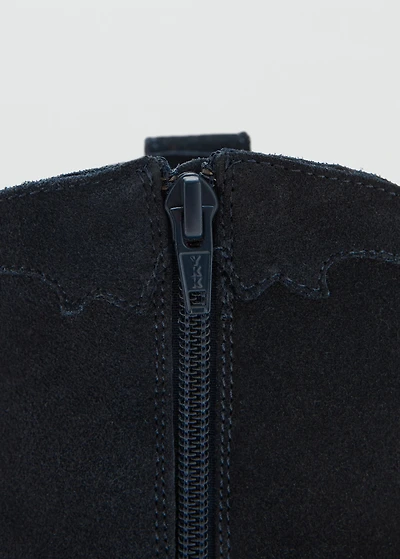 Embroidered leather ankle boot