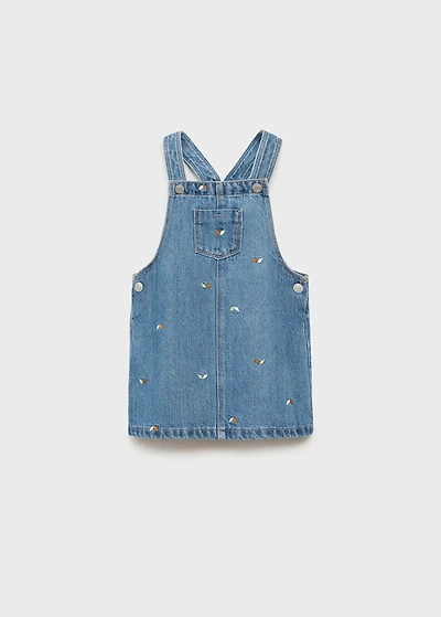 Embroidered denim pinafore dress
