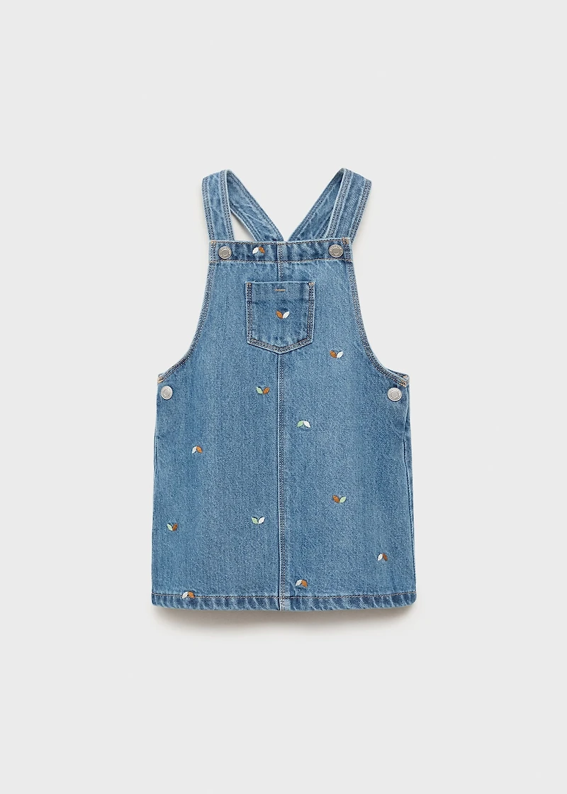 Embroidered denim pinafore dress