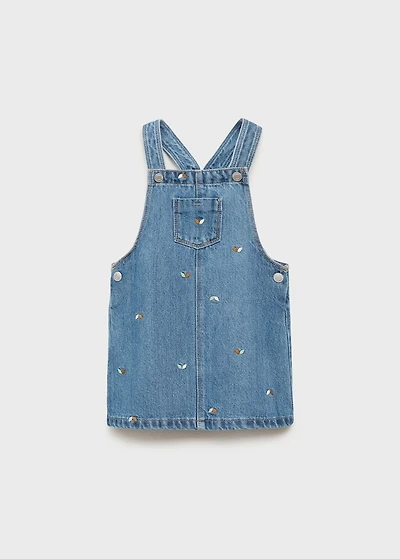 Embroidered denim pinafore dress