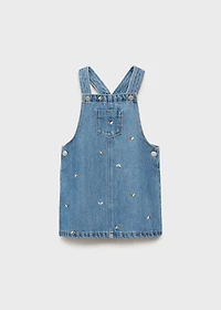 Embroidered denim pinafore dress