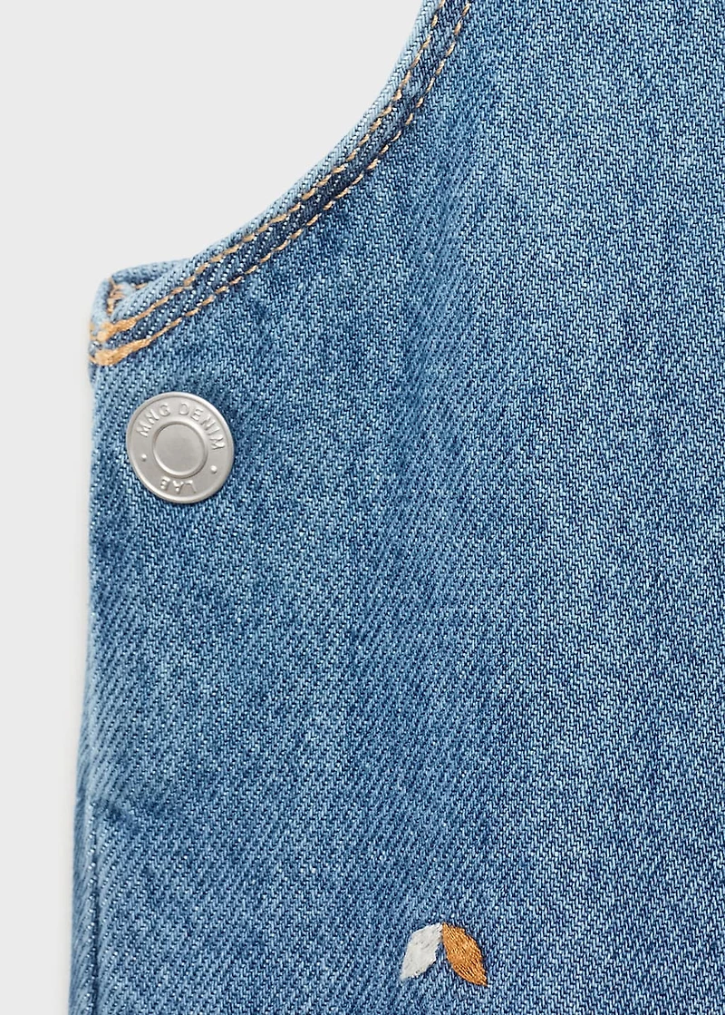 Embroidered denim pinafore dress
