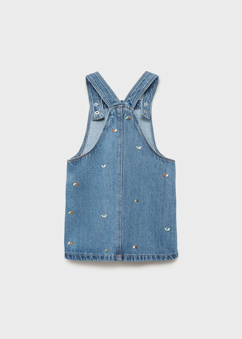Embroidered denim pinafore dress