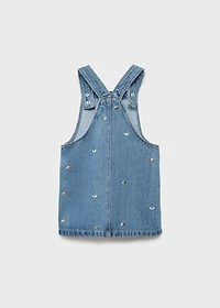 Embroidered denim pinafore dress