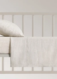 Washed linen top sheet with hemstitch for cot