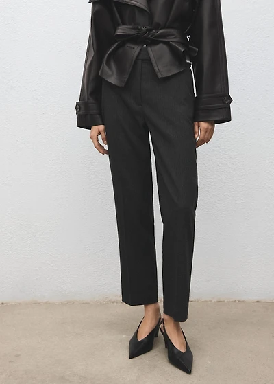 Cropped tailored pinstripe pants