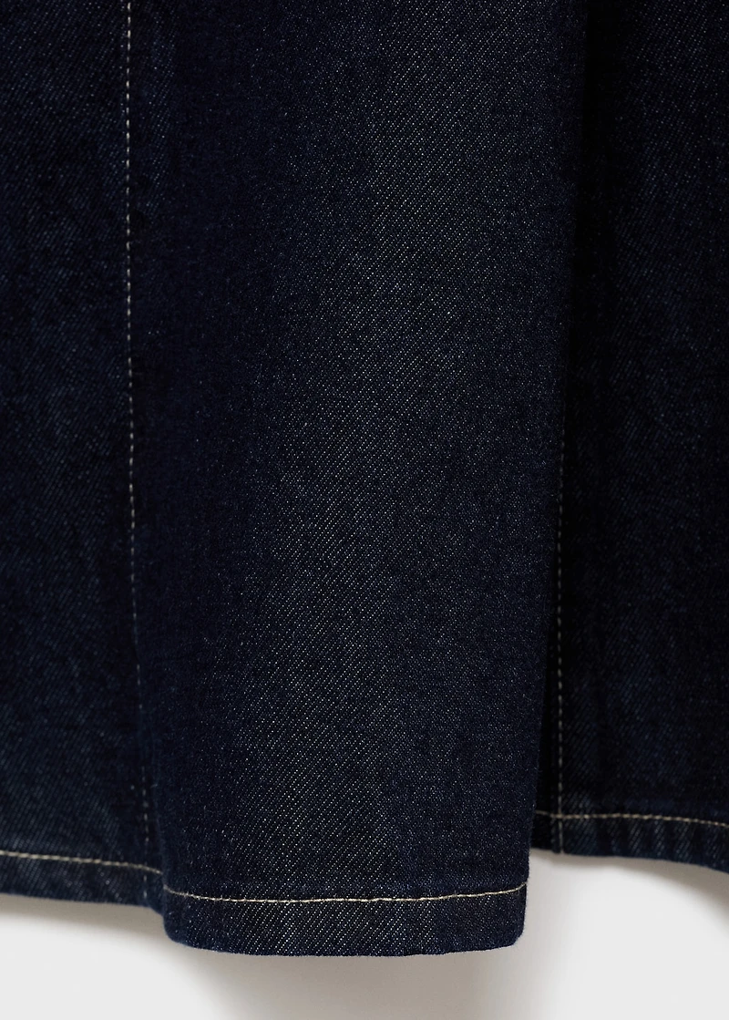 Denim midi-skirt with stitching