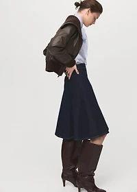 Denim midi-skirt with stitching
