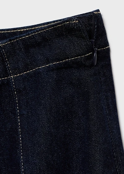 Denim midi-skirt with stitching
