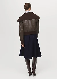 Denim midi-skirt with stitching