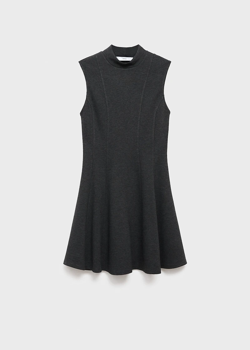 Dress with perkins collar and stitching detail