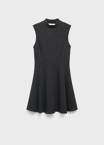 Dress with perkins collar and stitching detail