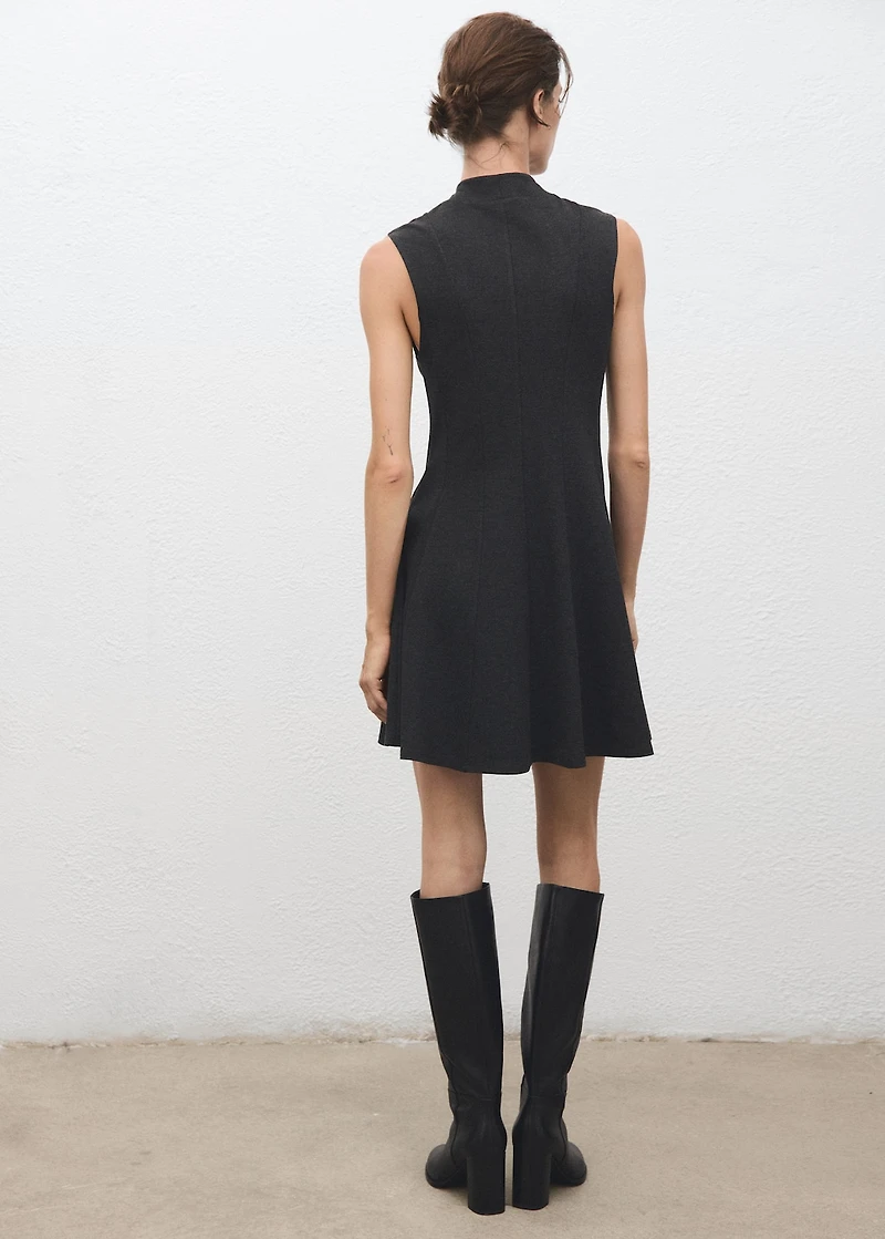 Dress with perkins collar and stitching detail