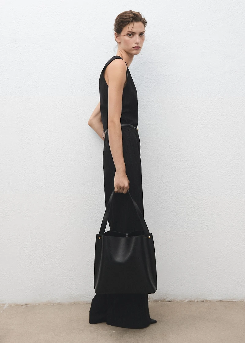 Pinstripe jumpsuit with belt