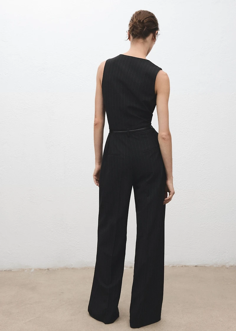 Pinstripe jumpsuit with belt