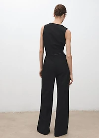 Pinstripe jumpsuit with belt