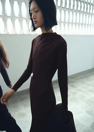 A-line dress with asymmetrical neckline