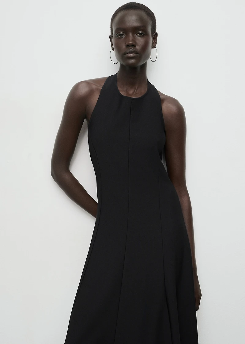 Halter-neck pleated dress