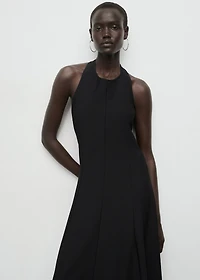 Halter-neck pleated dress