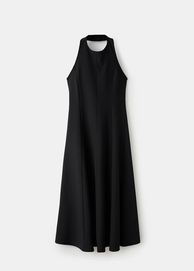 Halter-neck pleated dress