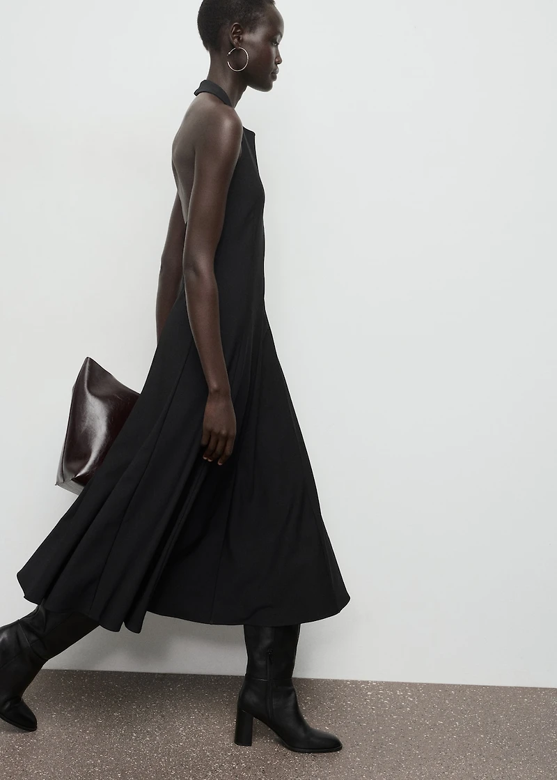 Halter-neck pleated dress