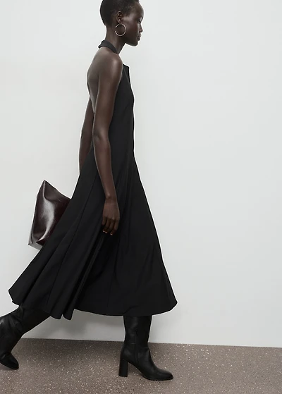 Halter-neck pleated dress