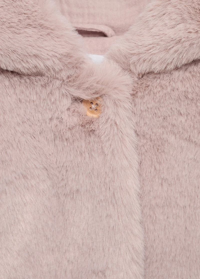 Hooded fur-effect coat