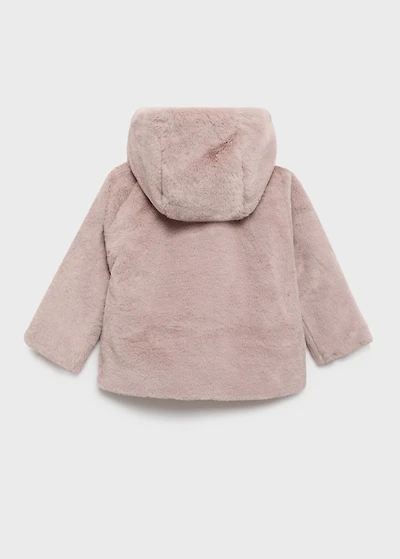 Hooded fur-effect coat