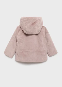 Hooded fur-effect coat