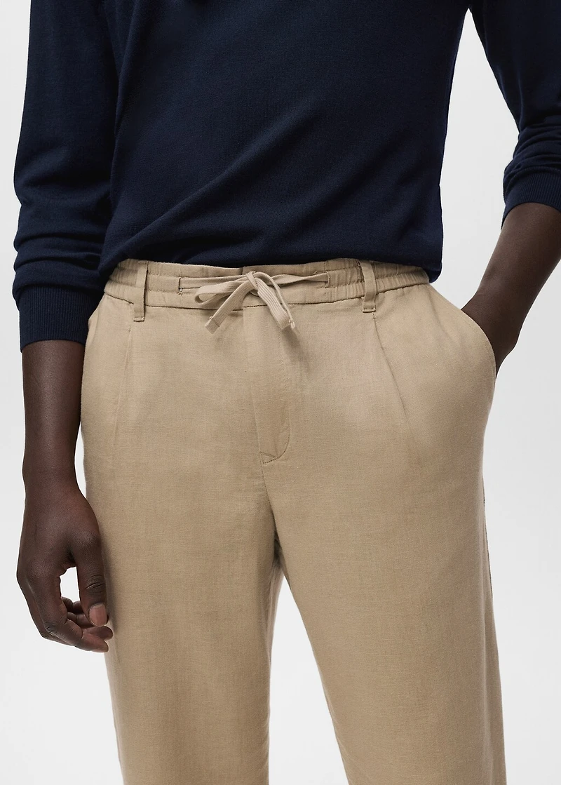Slim-fit pants with drawstring