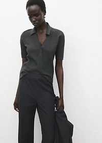 Fine-knit sweater with shirt collar