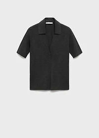 Fine-knit sweater with shirt collar