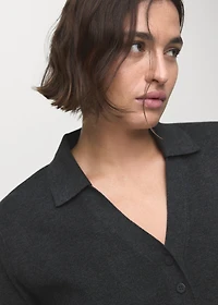 Fine-knit sweater with shirt collar