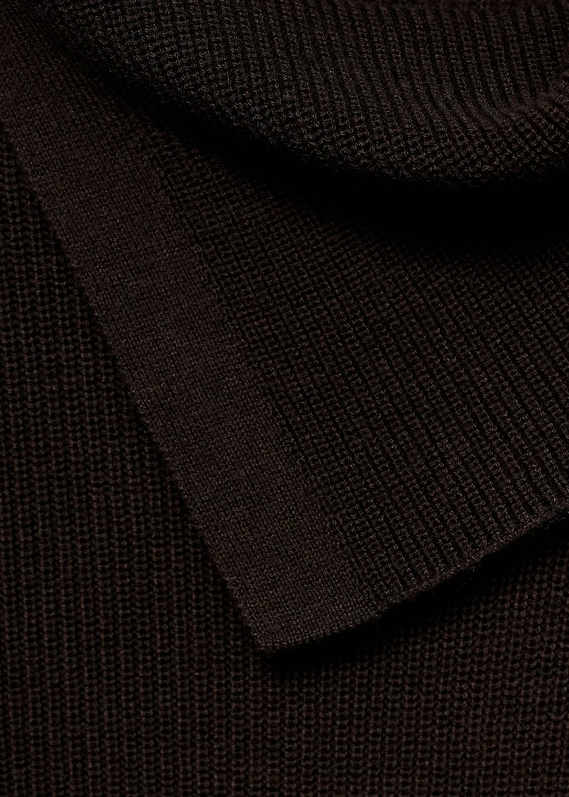 Sweater with asymmetrical neck and buttons