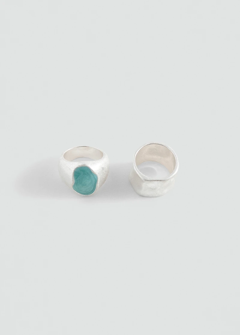 Pack of 2 beaded rings