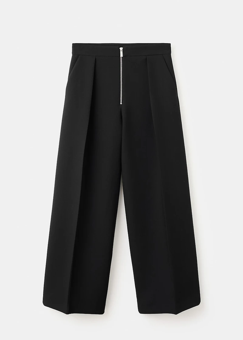 Pleated pants with zipper