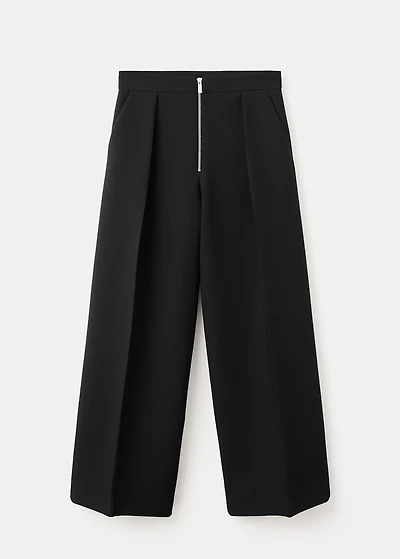 Pleated pants with zipper