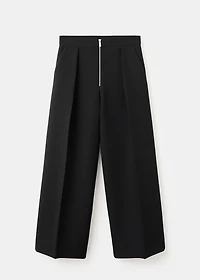 Pleated pants with zipper