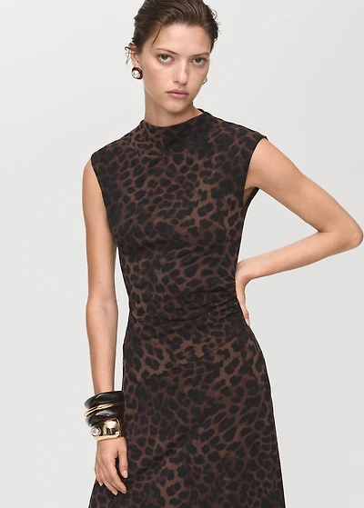 Leopard-print fitted dress