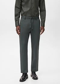 Stretch fabric slim-fit pants with drawstring