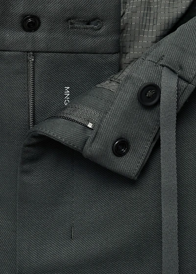 Stretch fabric slim-fit pants with drawstring